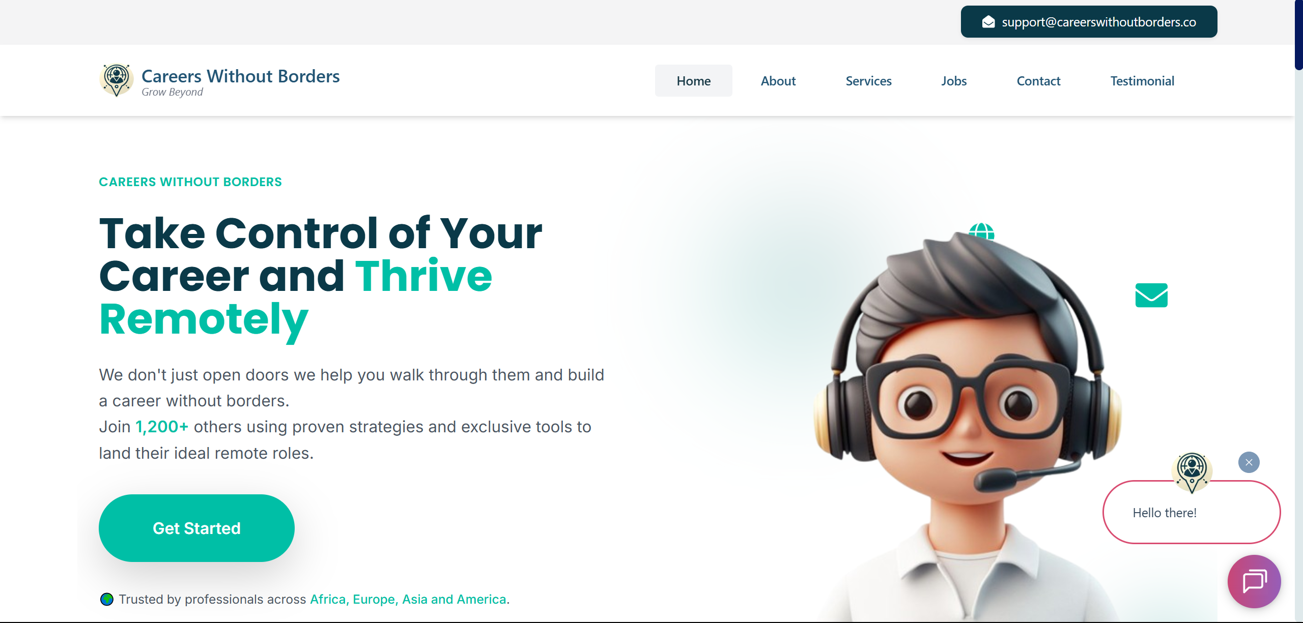 Careers Without Borders website mockup